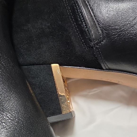 Tory Burch Black Heeled Boots with Gold Accent - Picture 11 of 16